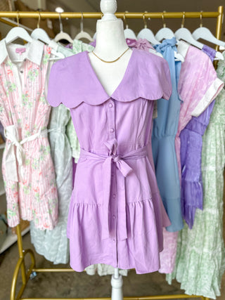Lilac Love Story Scallop Collar Mini Dress