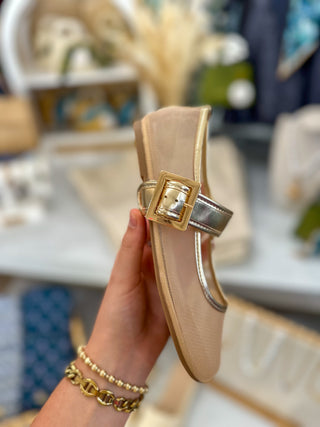 Gold Honeygirl Mesh Mary Jane Shoes