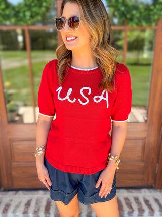 The Red Freedom & Fun Knit Sweater Top