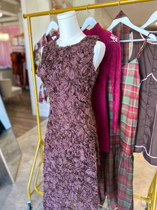 Brown Genevieve Textured Midi Dress