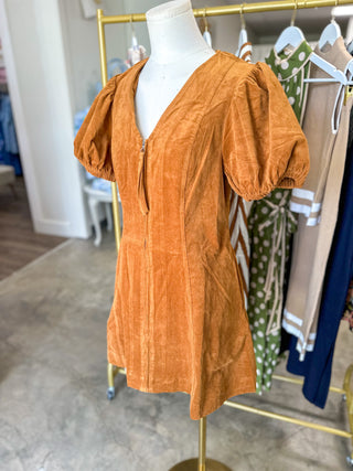 Camel Autumn Ember Zip Mini Dress