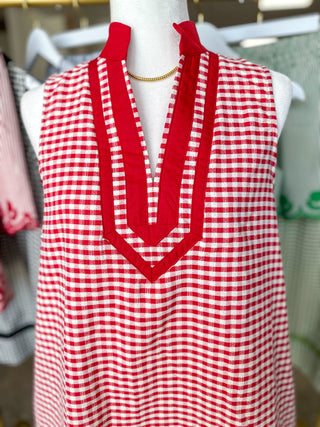 The Red Harbor Line Gingham Mini Dress