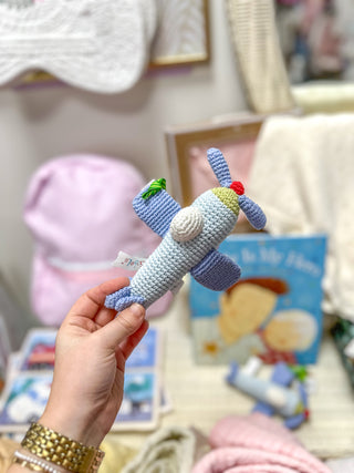 Airplane Hand Crochet Rattle