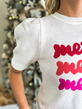 Cream Merry Times Three Short Sleeve Sweater
