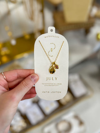 July Sunstone Birthstone Necklace