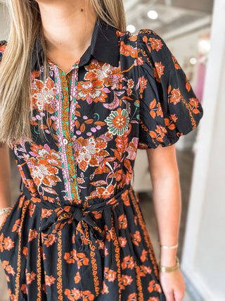 Black Harvest Honey Midi Dress