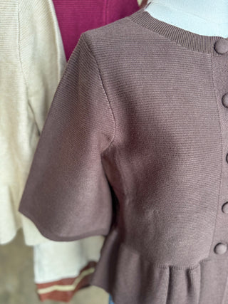 The Brown Hadley Peplum Short Sleeve Cardigan