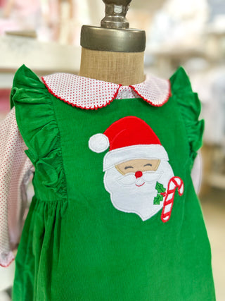Santa Applique Corduroy Dress & Bloomer Set