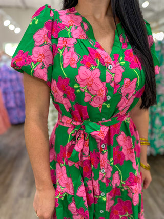 Reverie Pink Addison Orchid Belted Mini Dress