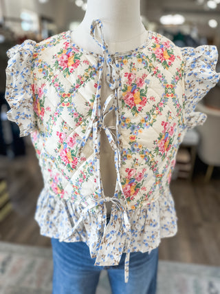 Petal Patchwork Tie Quilted Vest