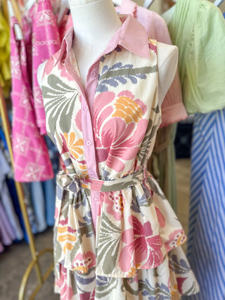 The Painted Petals Ruffle Midi Dress