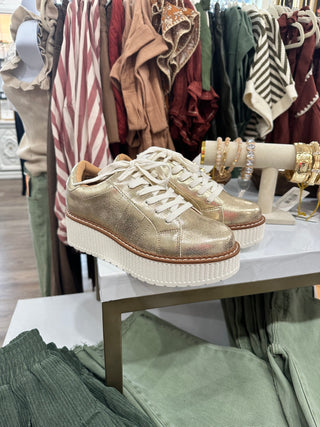 Marcelle Dressed to the Nines Gold Metallic Platform Sneaker