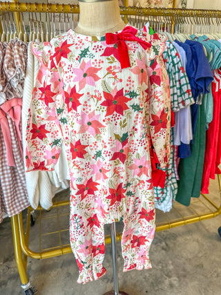 Poinsettia Gauze Romper