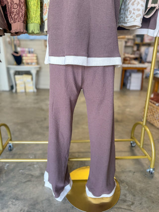 Brown/Cream Cloudy Knit Color Edge Pants