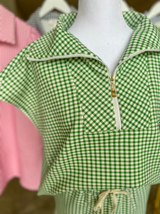 Green On Repeat Gingham Shorts Set
