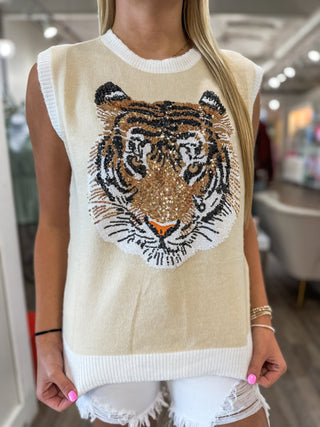 Geauxlden Cream Sleeveless Sweater
