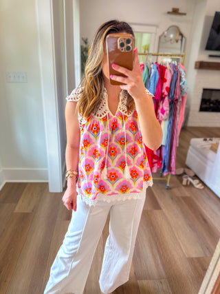 Pink Sweet Garden Lace Top