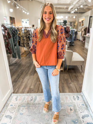 Rust Sunset Stitch Blouse