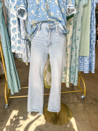 Easy Living Light Wash High Rise Kick Flare Denim Jeans
