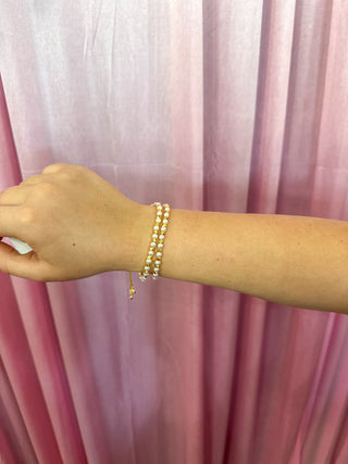 Allie Gold Pearl Beaded Bracelet W/ 2 Strand Bracelet