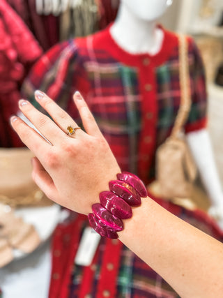 Maroon Acrylic 1.25" Stretch Bracelet
