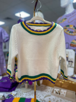 Children's Mardi Gras Layered Trim Sweater