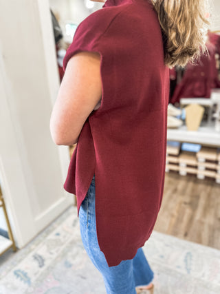 Burgundy Fall Forward Sleeveless Sweater