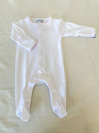 Classic Baby White & Pink Footie- Magnolia Baby