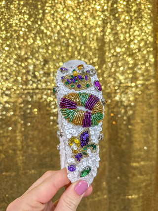 Mardi Party Krewe Headband White