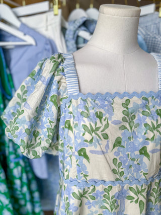 Blue & Green Sweet Wisteria Midi Dress