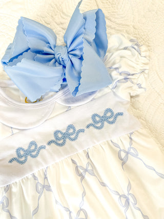 Blue Bow Short Sleeve Bubble