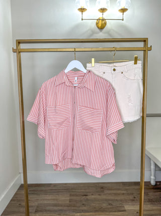 SET Blush Pink Brunch In 30A Striped Shorts & Top