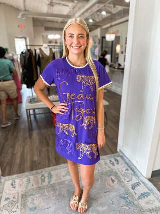 PRE-ORDER: Tiger Strut Sequin Varsity Accents Dress