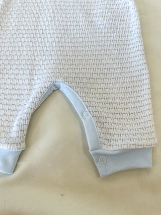 Paty Pal Grey w/ Blue Trim Pinstripe Romper