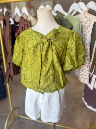 Olive Garden Romance Bow Detail Top