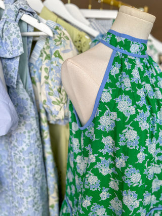 Maria's Blooming in Blue & Green Mini Dress