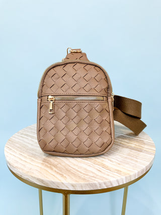 Mocha Basket Weave Sling Crossbody