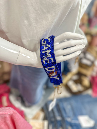 Blue/White Game Day Sequin Key Chain