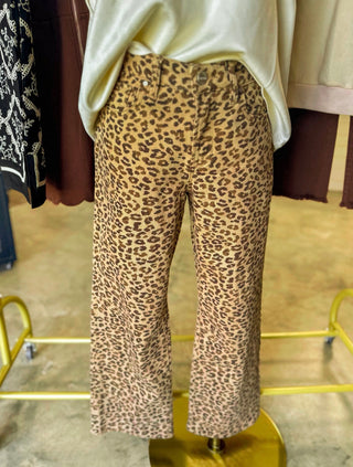 Leopard Evelyn Mid Rise Ankle Slim Straight Denim Jeans