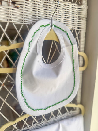 Green Picot Trim Newborn Bib