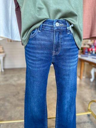 Bruce Dark Wash Mid Rise Bootcut Denim - Vervet