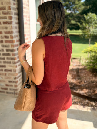 Burgundy Hollis Button Skort Set