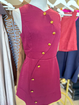 Red Mahogany All Buttoned Up Mini Dress