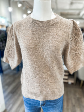 Mocha Textured Threads Sweater Top