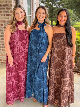 Navy Blooms Maxi Dress