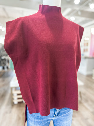Burgundy Fall Forward Sleeveless Sweater
