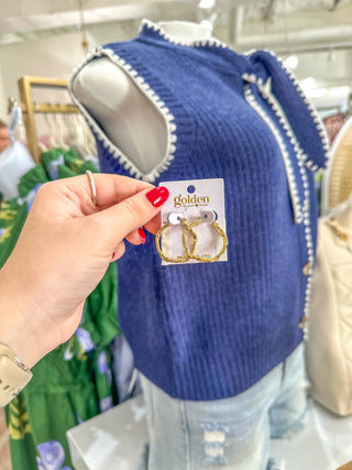 Kit 18K Gold Plated Link Hoop Earrings