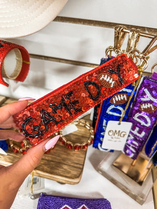 Red/Black Game Day Sequin Key Chain