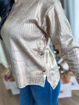 Gold Twinkle Lights Holiday Sweater