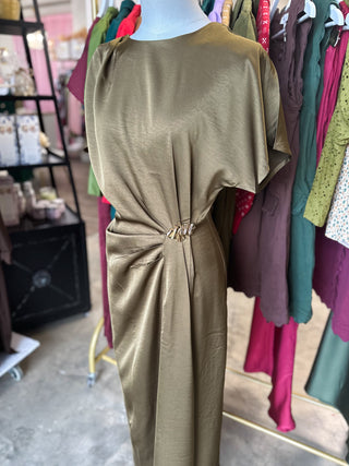 Olive Pretty Little Moments Satin Midi Dress
